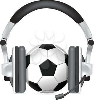 Royalty Free Clipart Image of a Soccer Ball With Headphones
