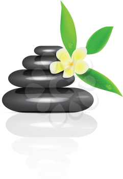 Royalty Free Clipart Image of Stones and Frangipani