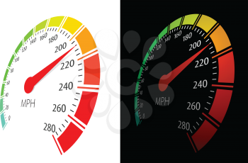 Royalty Free Clipart Image of Speedometers