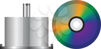 Royalty Free Clipart Image of a Stack of CDs and a Single One