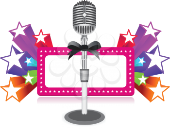 Royalty Free Clipart Image of a Neon Sign With a Microphone
