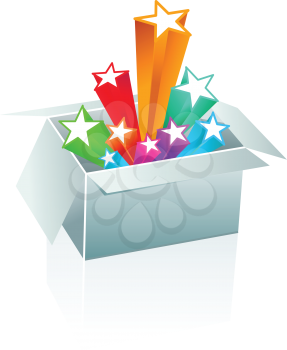 Royalty Free Clipart Image of a Gift Box of Stars