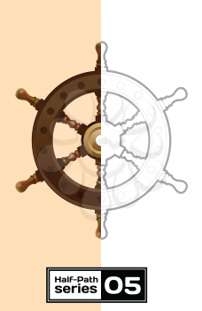 Royalty Free Clipart Image of a Ship's Steering Wheel