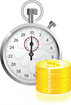Royalty Free Clipart Image of a Stopwatch Beside Money