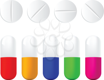 Royalty Free Clipart Image of Pills and Capsules