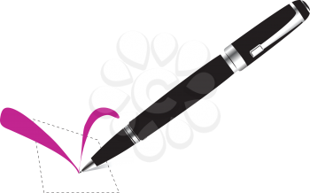 Royalty Free Clipart Image of a Pen Making a Checkmark