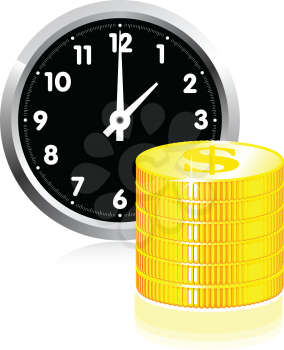 Royalty Free Clipart Image of a Watch With Coins