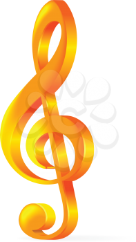 Royalty Free Clipart Image of a Golden Treble Clef