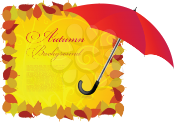 Royalty Free Clipart Image of an Autumn Background With an Umbrella