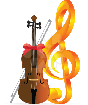 Royalty Free Clipart Image of a Cello and Treble Clef