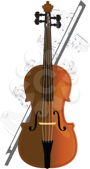 Royalty Free Clipart Image of a Cello With Music Notes Behind It