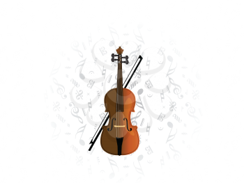 Royalty Free Clipart Image of a Cello With Musical Notes
