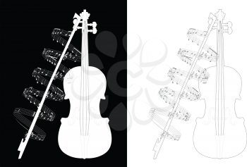 Royalty Free Clipart Image of Two Violins on Black and White
