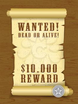 Royalty Free Clipart Image of a Wanted Poster