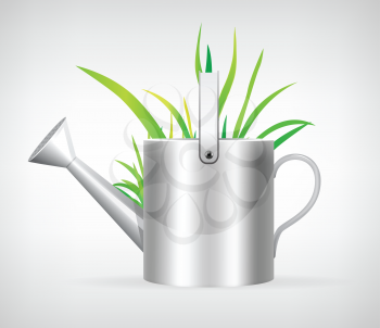 Royalty Free Clipart Image of a Watering Can and Grass