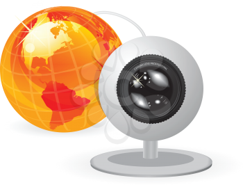 Royalty Free Clipart Image of a Camcorder and Globe
