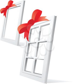 Royalty Free Clipart Image of Windows With Bows