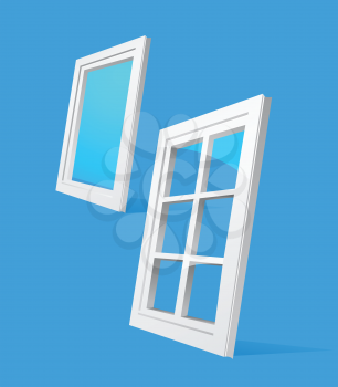 Royalty Free Clipart Image of Windows on Blue