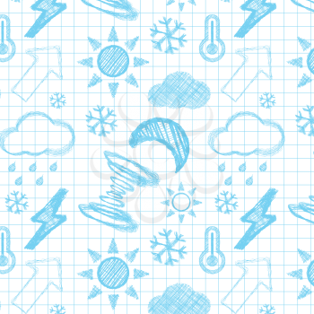 Weather hand drawn seamless pattern. Vectror illustration