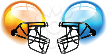 Football Helmets with reflection on white background