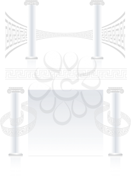 Ionic Column with Greek key pattern. Vector banner set.