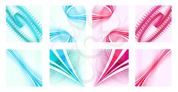 Set of abstract technology lines and waves vector backgrounds