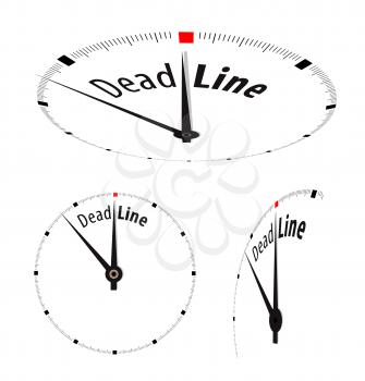White clock with word Deadline on its face. Vector illustration