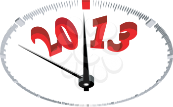 new year 2013 concept clock closeup on whte background