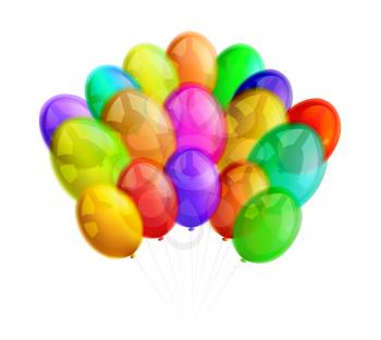 Royalty Free Clipart Image of Multi-Coloured Balloons