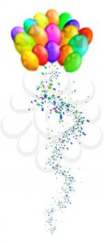 Royalty Free Clipart Image of Balloons and Confetti