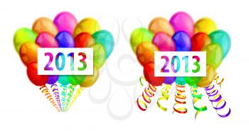 Royalty Free Clipart Image of Balloons and 2013