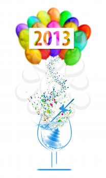 Royalty Free Clipart Image of Balloons With a Champagne Glass