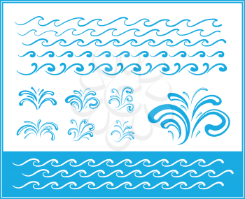 Set of wave symbols and splash for design