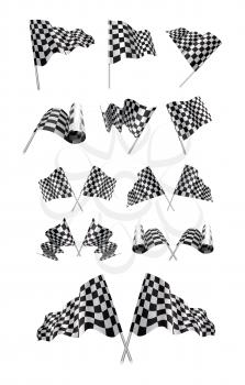 Checkered Flags set illustration on white background.
