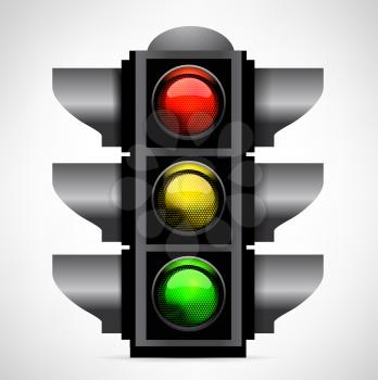 traffic lights with red, yellow and green lights