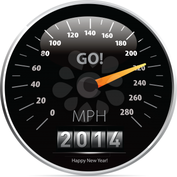2014 year Calendar speedometer car. Vector illustration