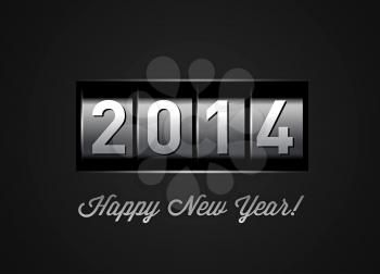 New Year counter 2014. Vector illustration on black