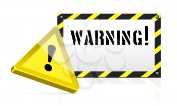 Royalty Free Clipart Image of a Warning Sign and an Exclamation Mark