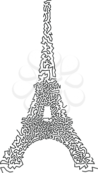 Eiffel Tower in hand-drawn doodle style.