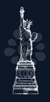 Silhouette statue of liberty of holiday illumination. Vector illustration on dark background
