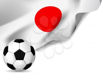 Soccer ball with japan flag.  Vector illustration
