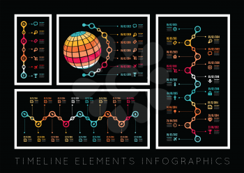 Timeline element  vector infographic on black background