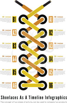 Shoelace as a timeline infographic illsutartion. Vector