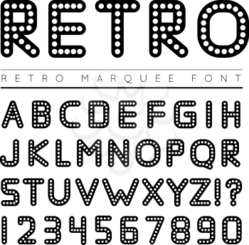 Retro marquee font. Vector illustration on white background