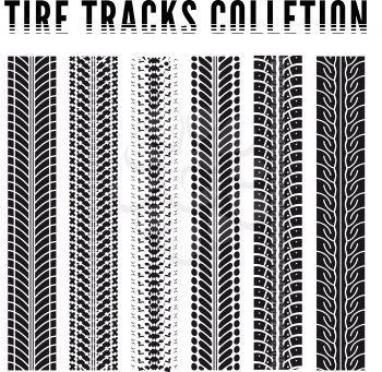 Tire tracks collection. Vector illustration on white background