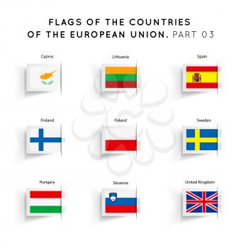 Vector Flags of EU countries on a white background. Part 03