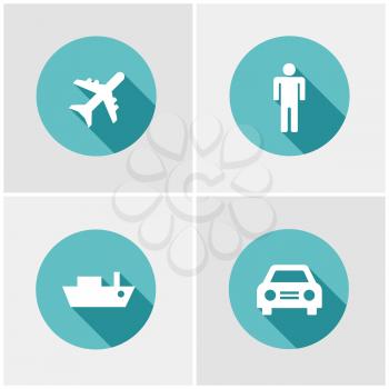 Flat design icon set. Transportation theme