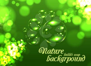 Bubble soap background. Green nature vector illustration