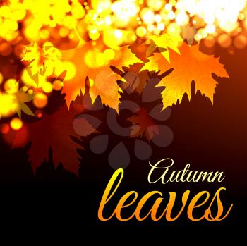 Autumn leaves. Vector illustration with bokeh effect