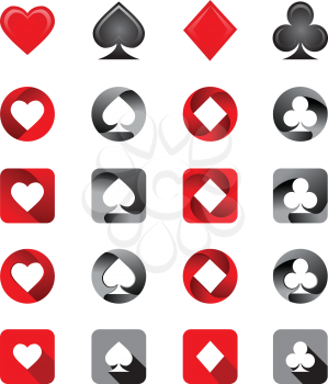 Vector Illustration of Playing Card Suits. Icons set on white background